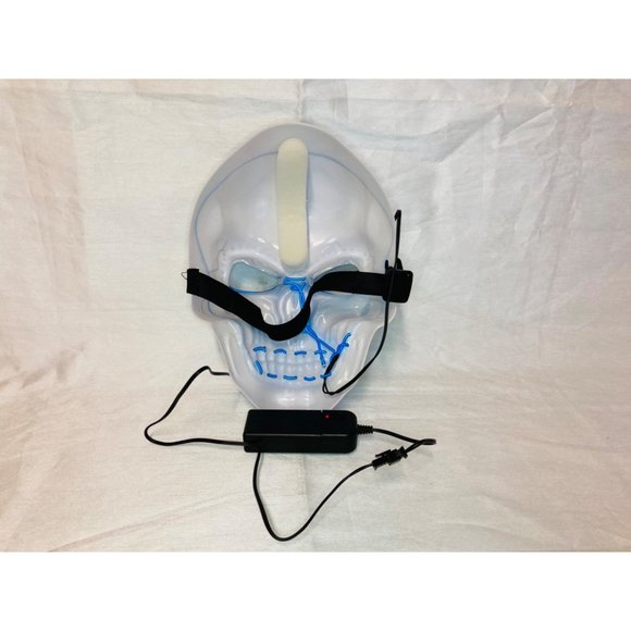 Halloween Mask,LED Glowing Horror White Skull Mask,Grim Reaper Mask,Cosplay Mask - Picture 3 of 6